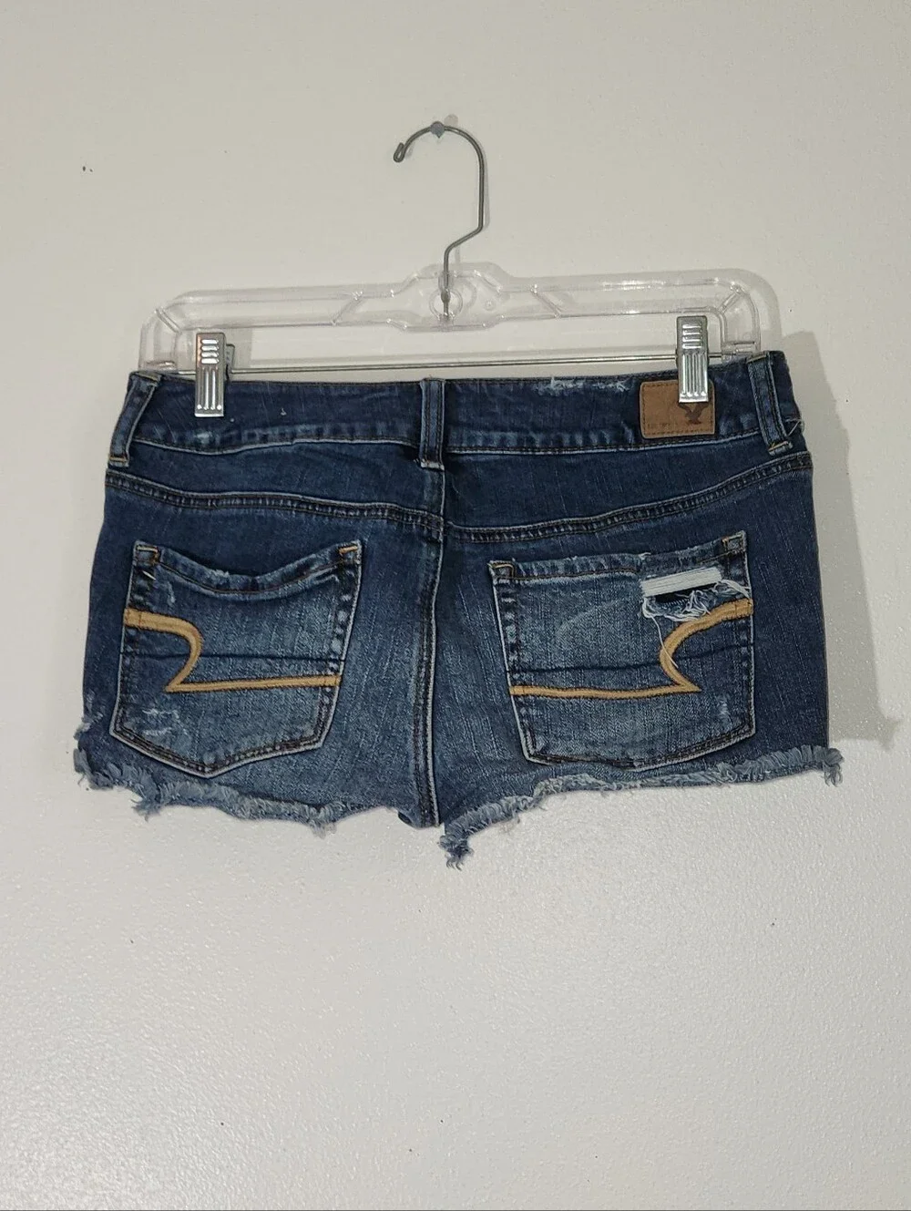 Women's American Eagle Outfitters Shortie Stretch Distressed Dark Denim Shorts